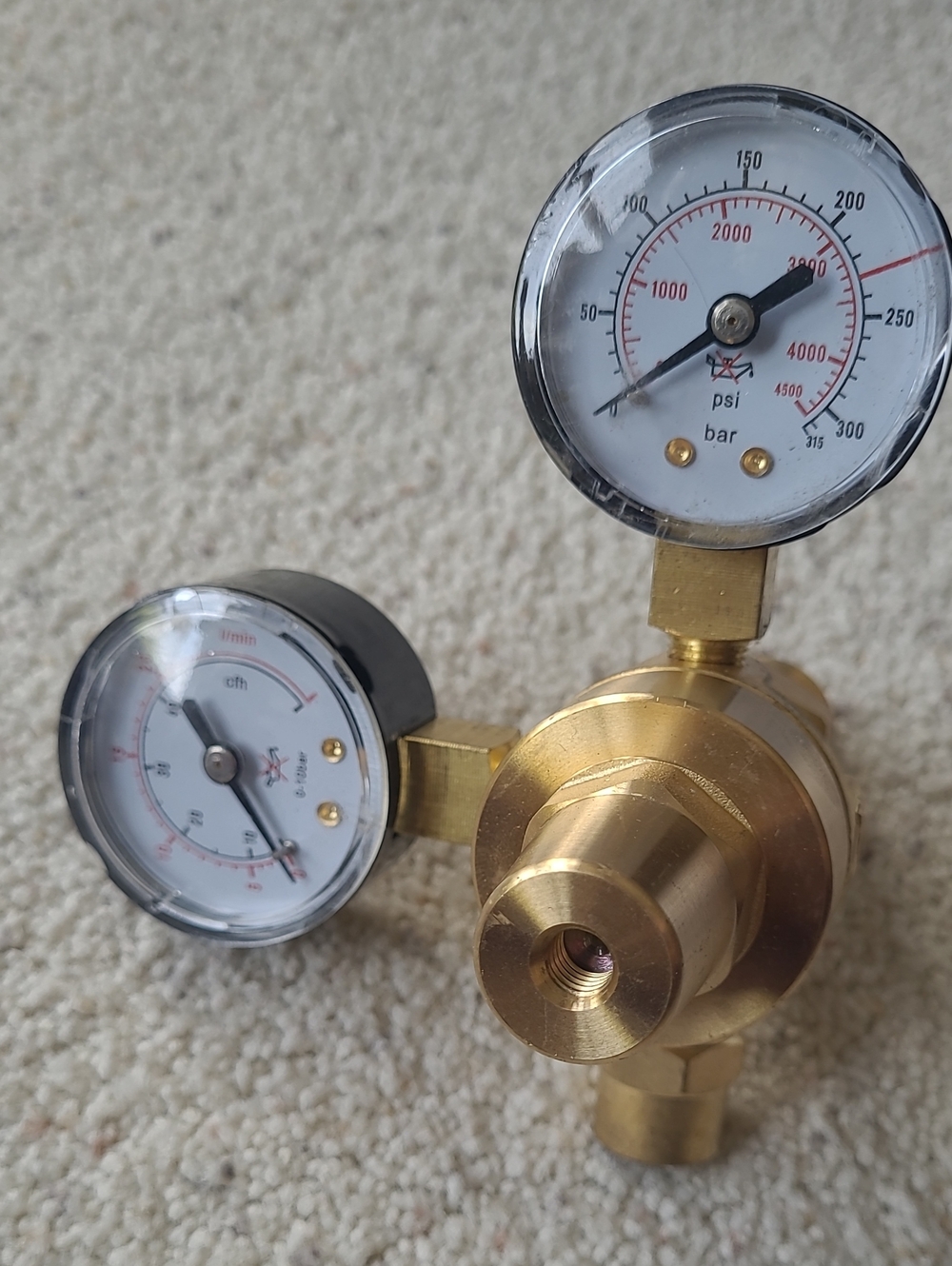 Brass Pressure Regulator with Dual Gauges - Gold